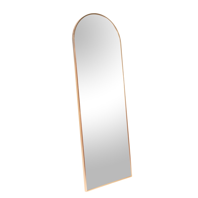 SkandiShop Full Length Wall Mirror - 63” x 20” Arched Free Standing Body Mirror , Black Metal Framed Large Floor Mirror for Bedroom